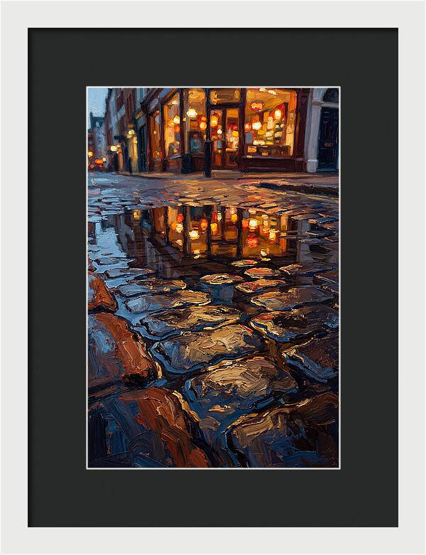 Storefront Reflection In Rain Puddle