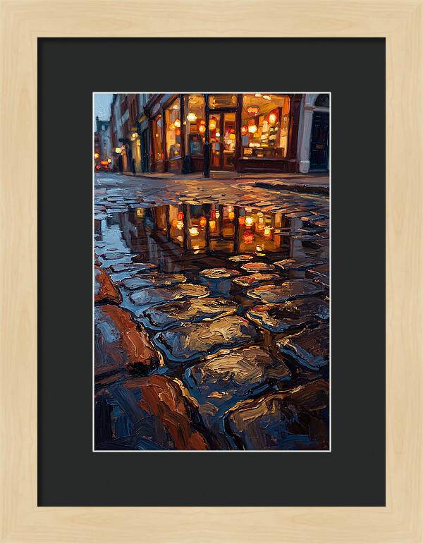 Storefront Reflection In Rain Puddle