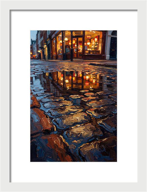 Storefront Reflection In Rain Puddle