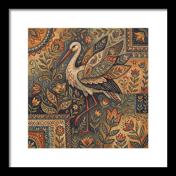 Stork In Folk Art Style