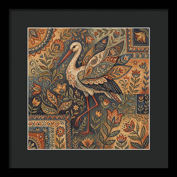 Stork In Folk Art Style
