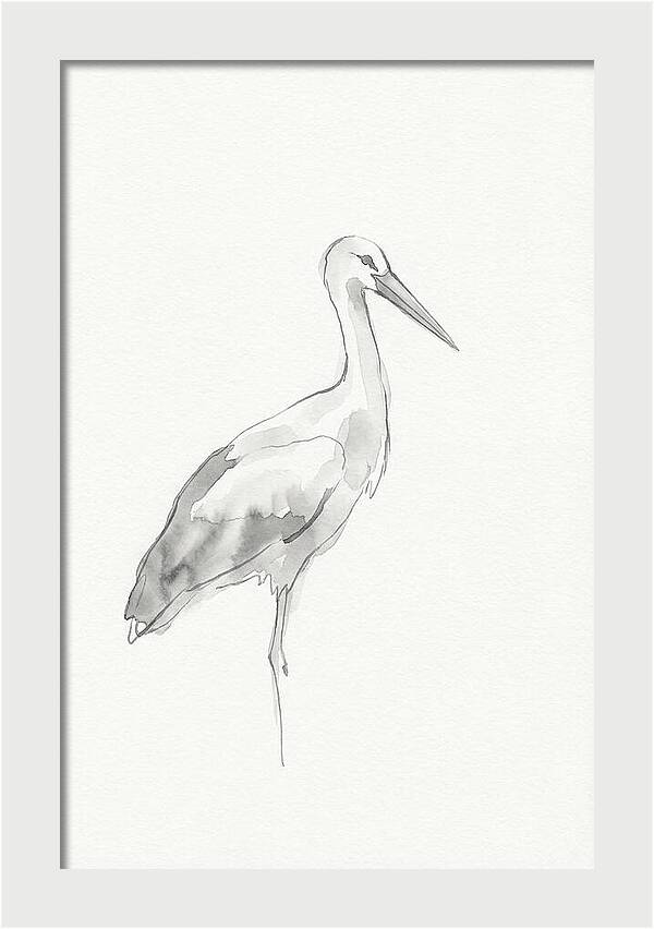 Stork In Minimalist Style