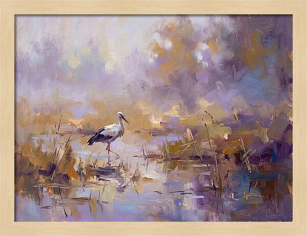 Stork In Serene Wetlands