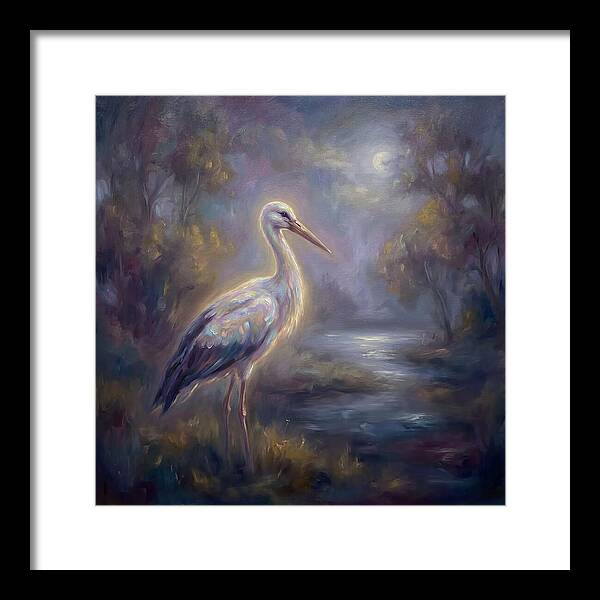 Stork Under Moonlight