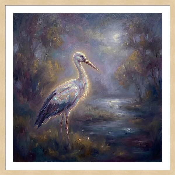 Stork Under Moonlight