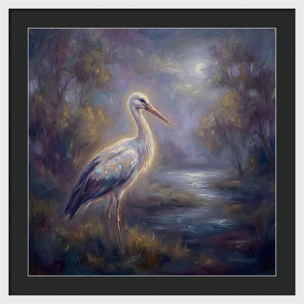 Stork Under Moonlight