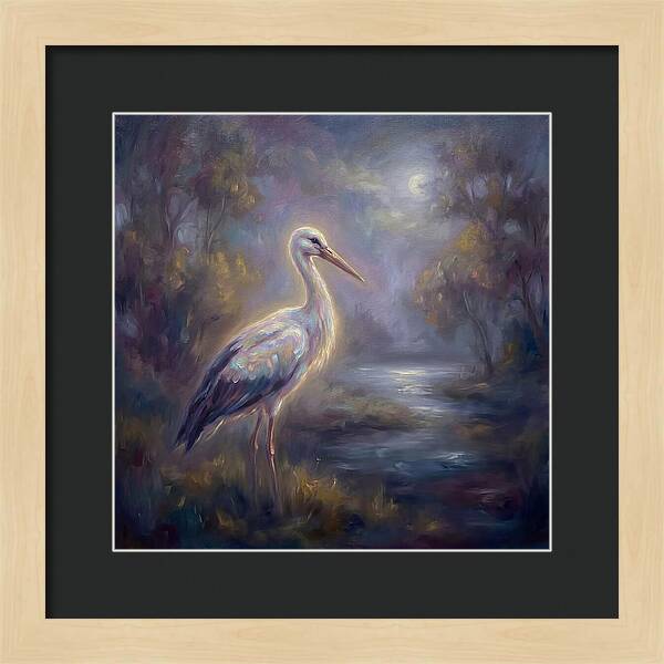 Stork Under Moonlight