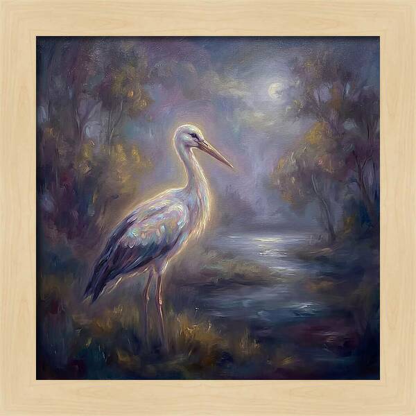 Stork Under Moonlight