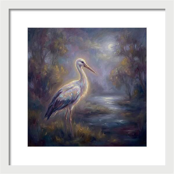 Stork Under Moonlight