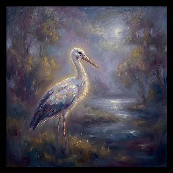 Stork Under Moonlight