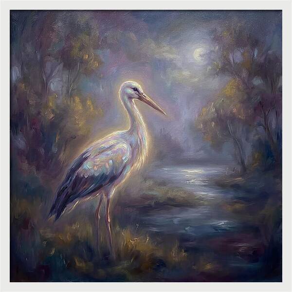 Stork Under Moonlight