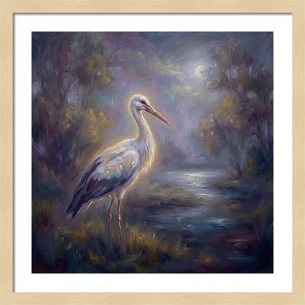 Stork Under Moonlight