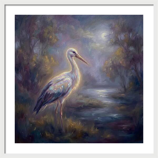 Stork Under Moonlight