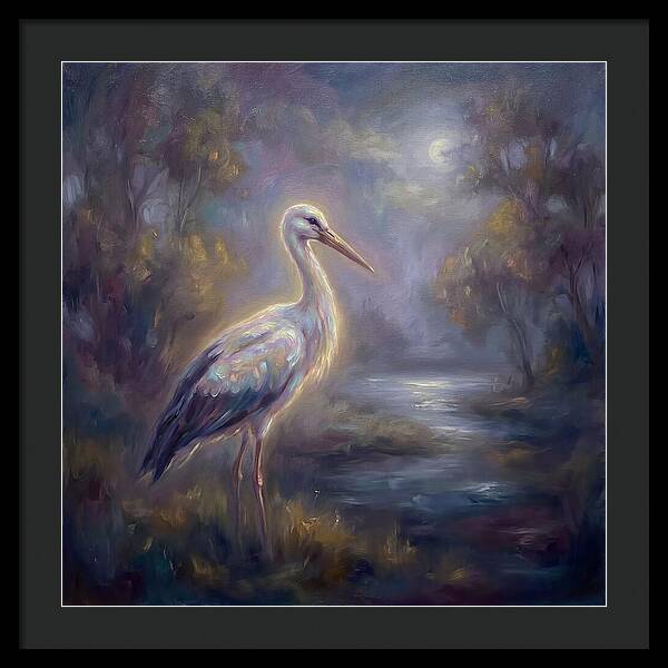 Stork Under Moonlight
