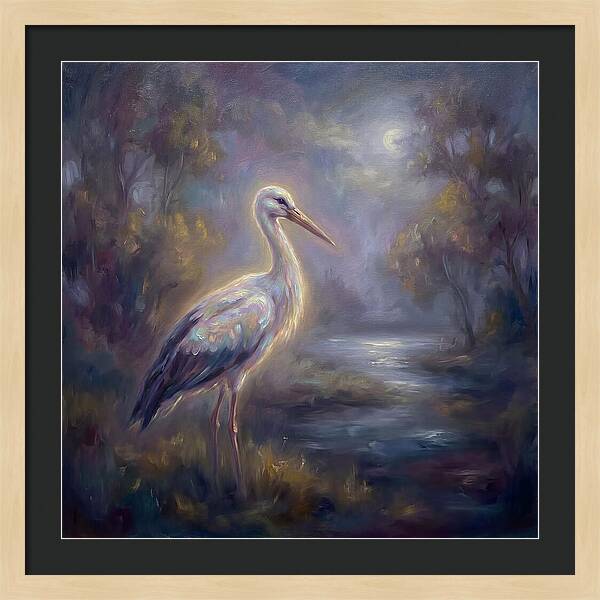 Stork Under Moonlight
