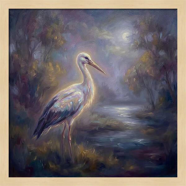 Stork Under Moonlight