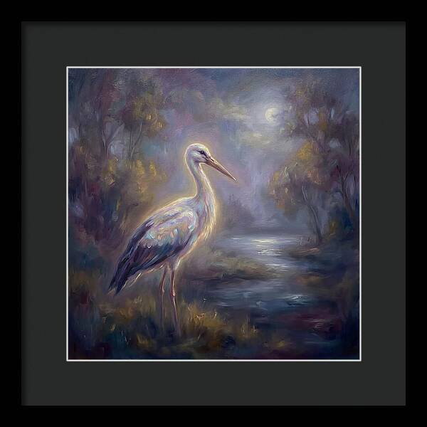 Stork Under Moonlight