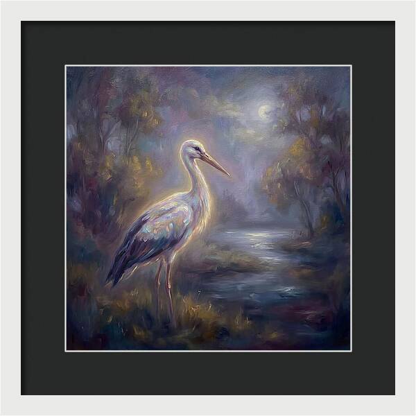 Stork Under Moonlight