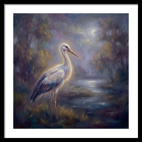 Stork Under Moonlight