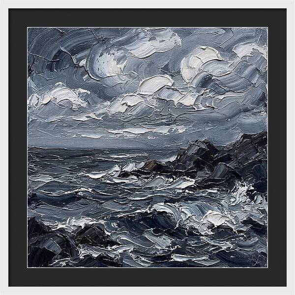 Stormy Coast In Monochrome