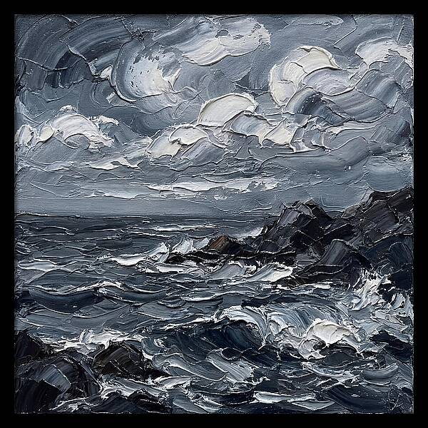 Stormy Coast In Monochrome
