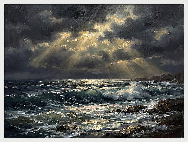 Stormy Coast Under Skies