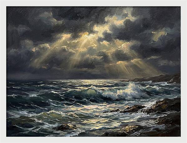 Stormy Coast Under Skies