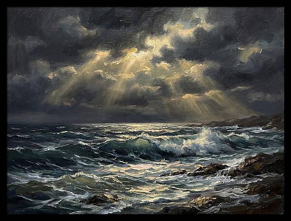 Stormy Coast Under Skies