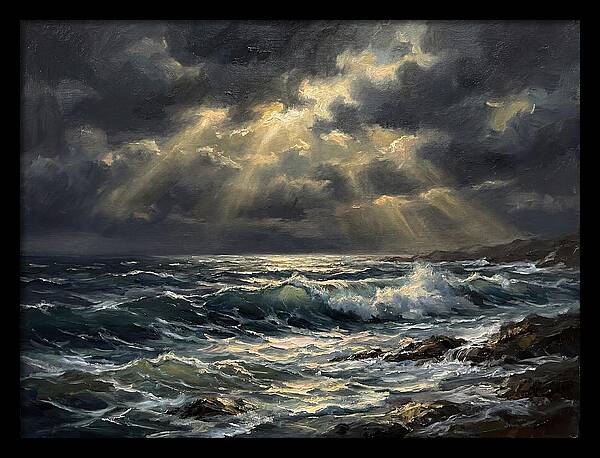 Stormy Coast Under Skies