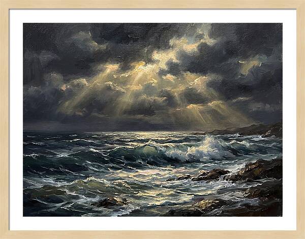 Stormy Coast Under Skies