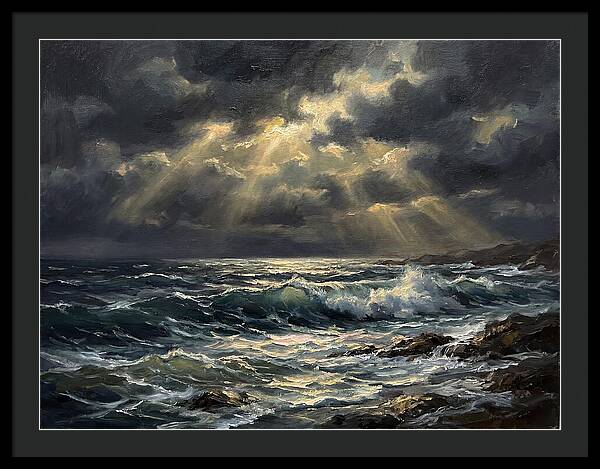 Stormy Coast Under Skies