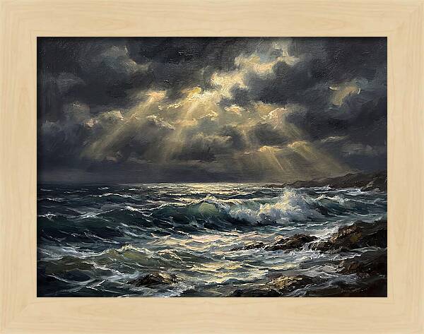 Stormy Coast Under Skies