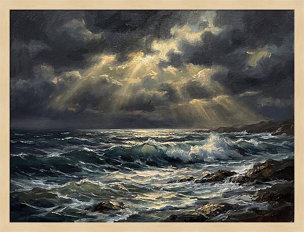 Stormy Coast Under Skies