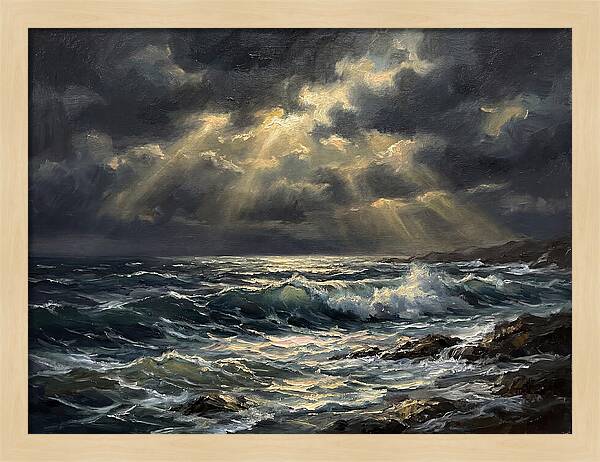 Stormy Coast Under Skies