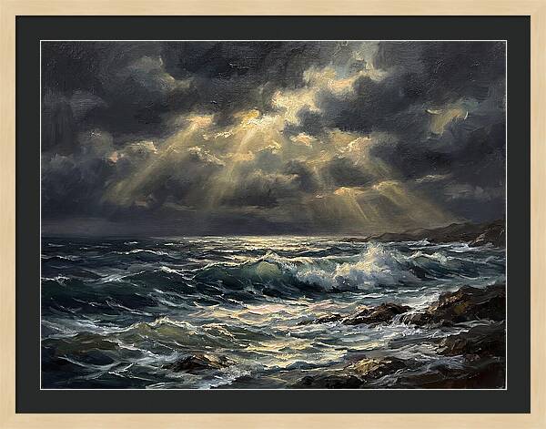 Stormy Coast Under Skies