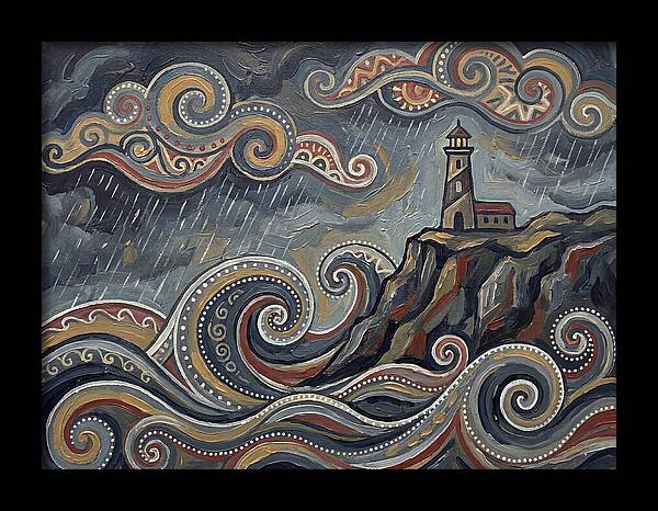 Stormy Coastline With Lighthouse