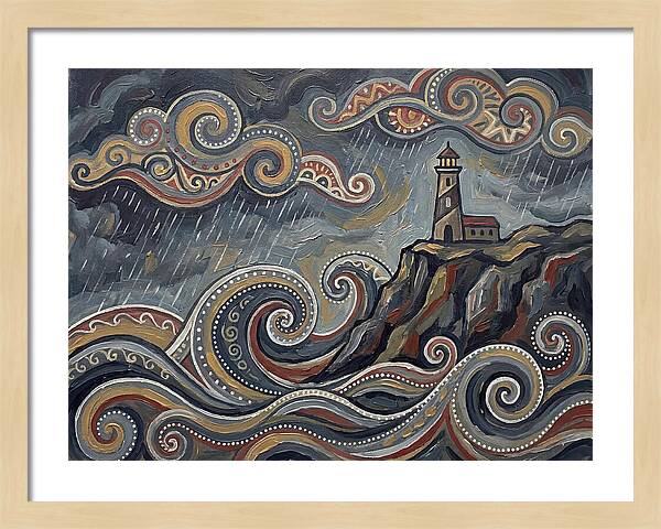 Stormy Coastline With Lighthouse
