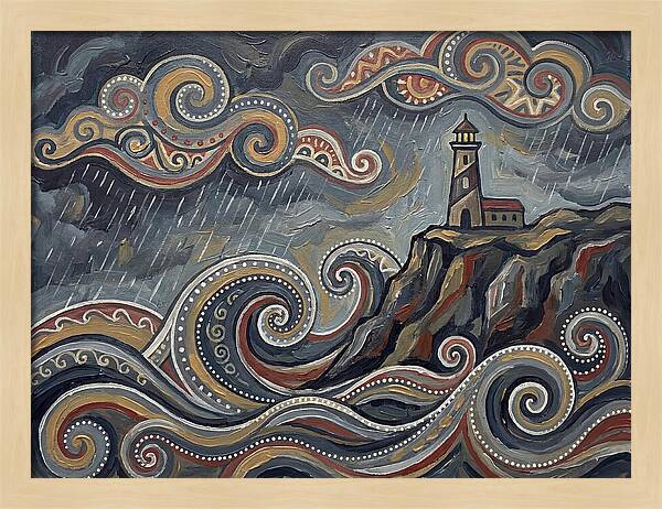 Stormy Coastline With Lighthouse
