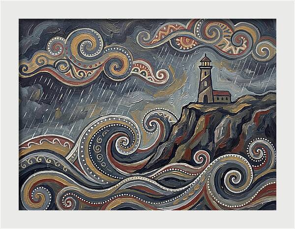 Stormy Coastline With Lighthouse
