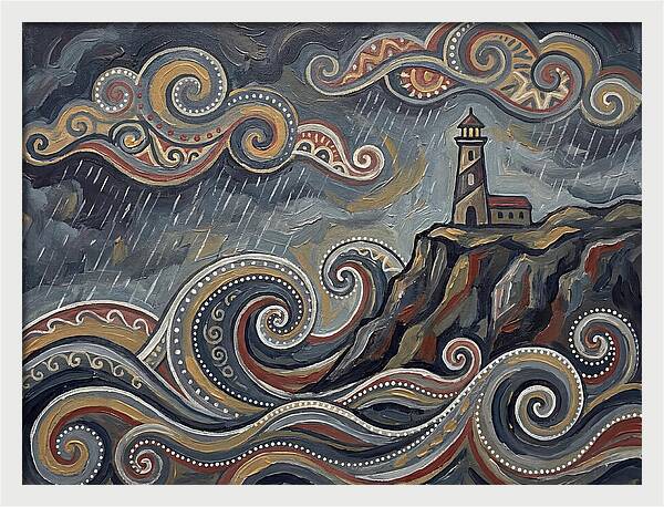 Stormy Coastline With Lighthouse