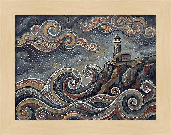 Stormy Coastline With Lighthouse