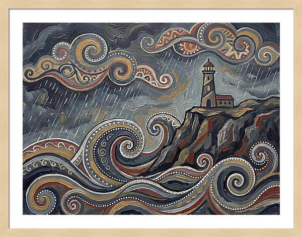 Stormy Coastline With Lighthouse