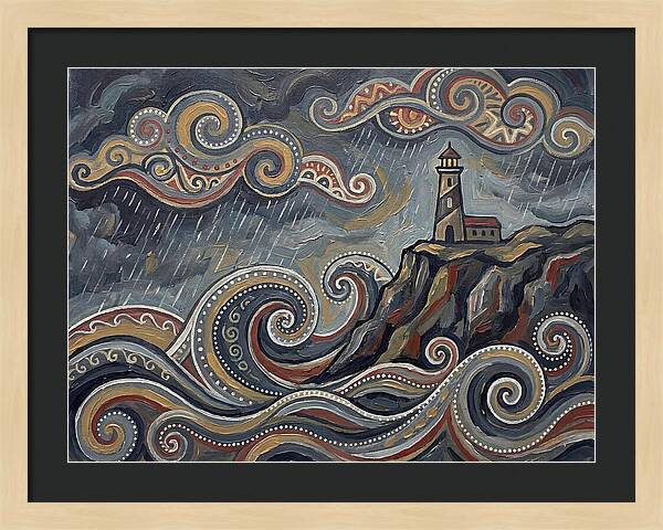 Stormy Coastline With Lighthouse