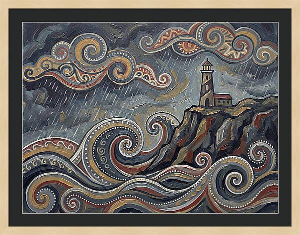 Stormy Coastline With Lighthouse