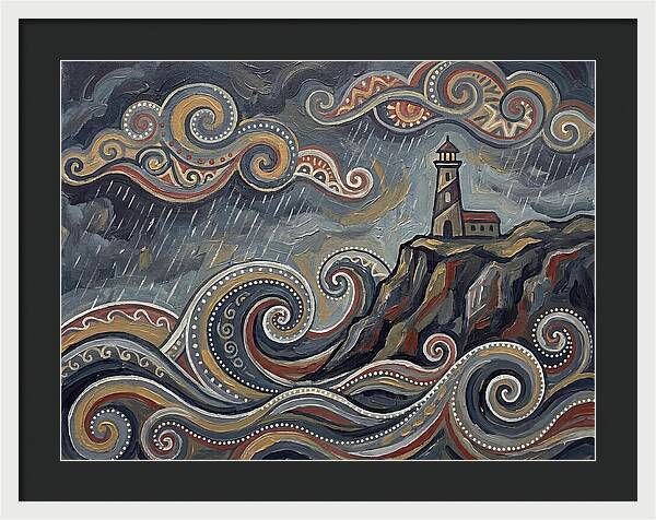 Stormy Coastline With Lighthouse