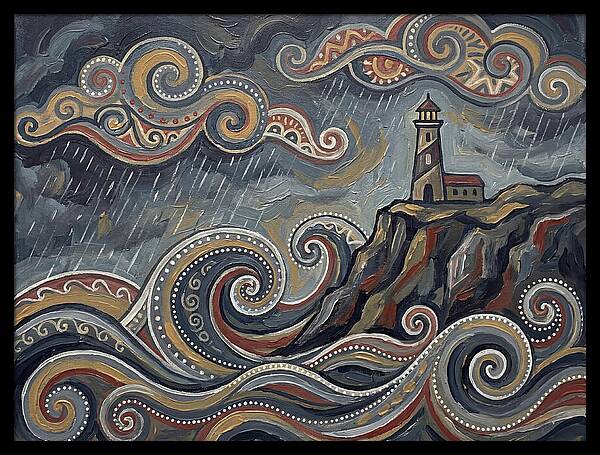 Stormy Coastline With Lighthouse