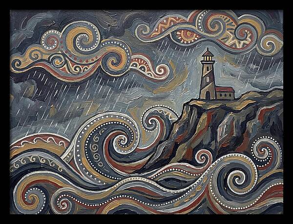 Stormy Coastline With Lighthouse