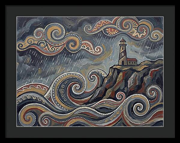 Stormy Coastline With Lighthouse