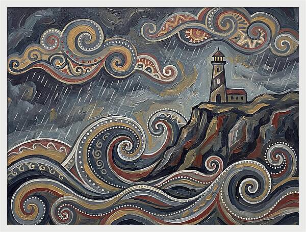 Stormy Coastline With Lighthouse