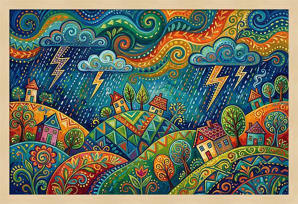 Stormy Folk Landscape